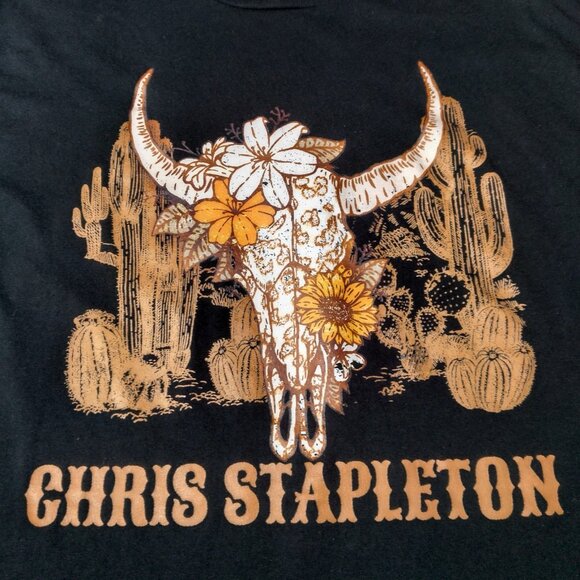 Chris Stapleton Tour Shirt L All American Road Show Black Desert Skull Cactus - Picture 8 of 12